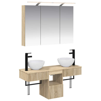 Badkamerkastenset 4 pcs Sonoma Eiken 100 x 14,5 x 70 cm