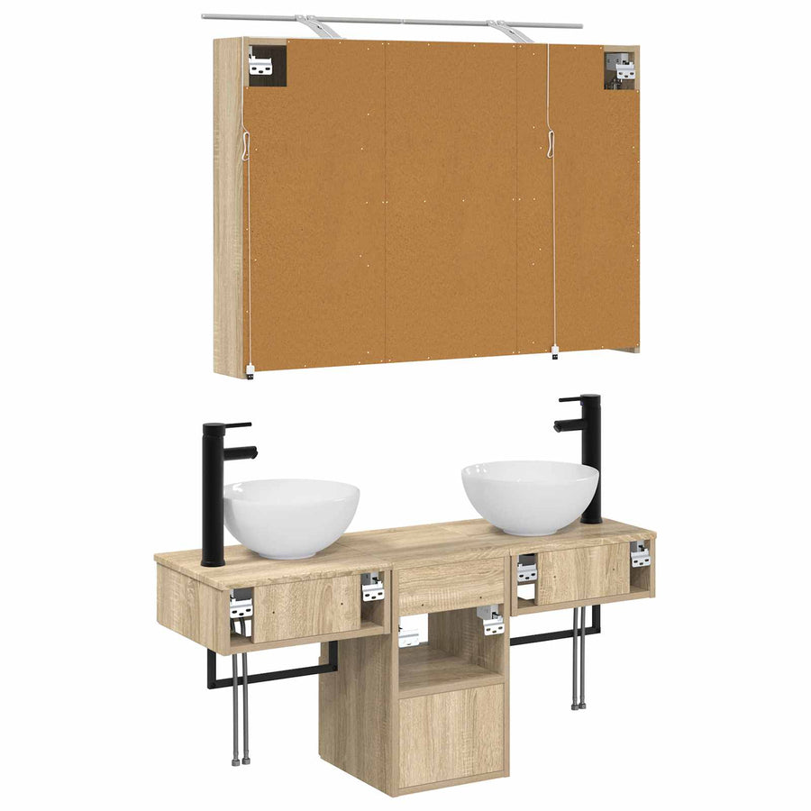 Badkamerkastenset 4 pcs Sonoma Eiken 100 x 14,5 x 70 cm