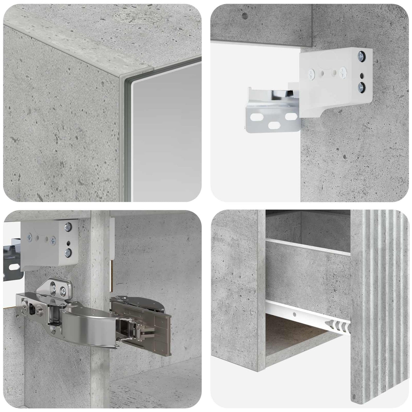Badkamerkastenset 4 pcs Betongrijs 100 x 14,5 x 70 cm