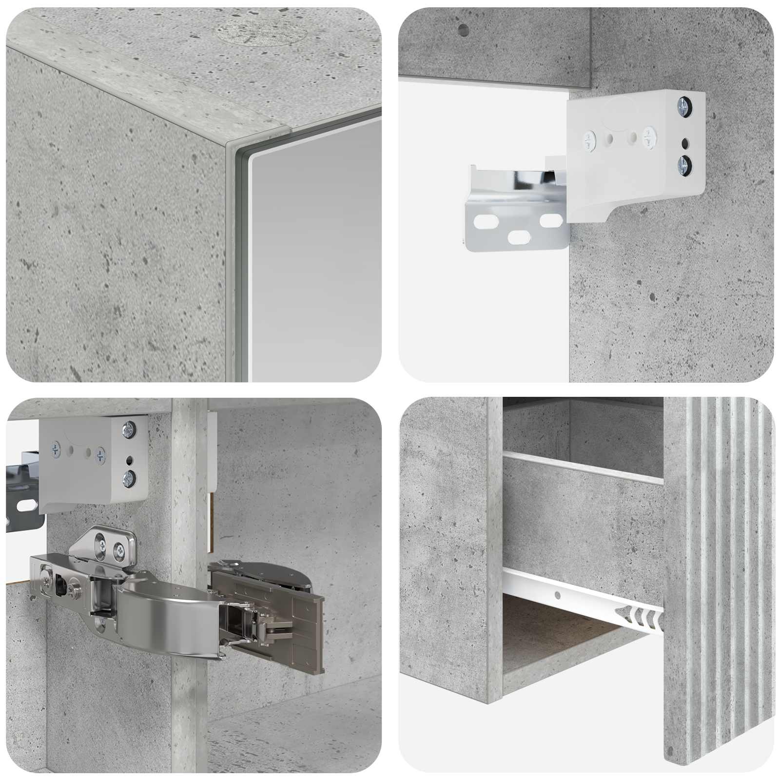 Badkamerkastenset 4 pcs Betongrijs 100 x 14,5 x 70 cm