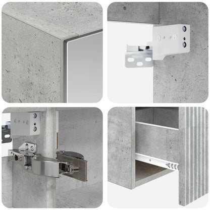 Badkamerkastenset 4 pcs Betongrijs 100 x 14,5 x 70 cm