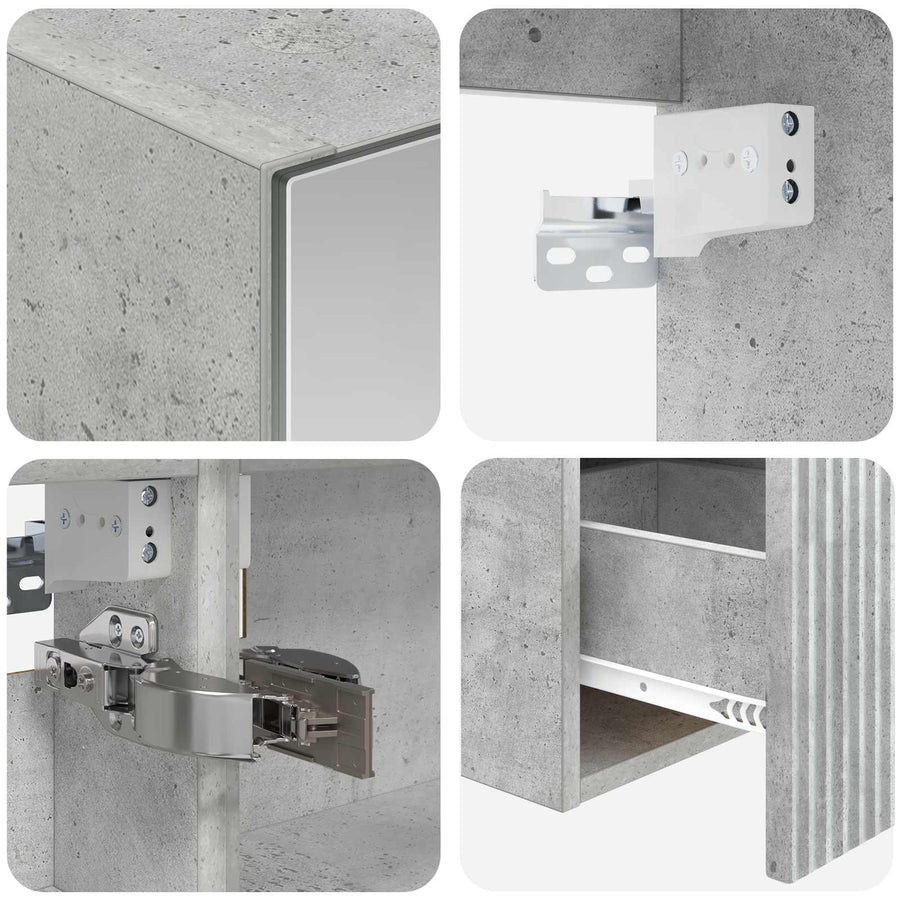 Badkamerkastenset 4 pcs Betongrijs 100 x 14,5 x 70 cm
