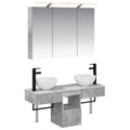Badkamerkastenset 4 pcs Betongrijs 100 x 14,5 x 70 cm