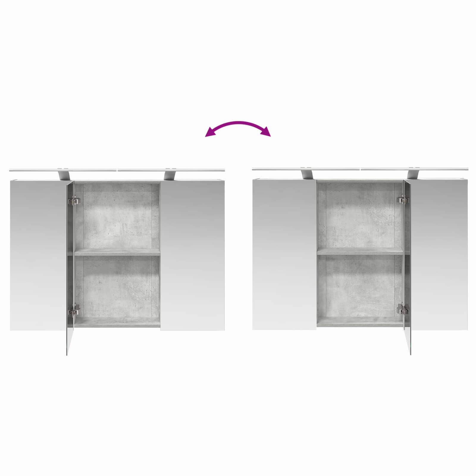 Badkamerkastenset 4 pcs Betongrijs 100 x 14,5 x 70 cm