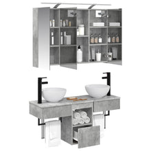 Badkamerkastenset 4 pcs Betongrijs 100 x 14,5 x 70 cm