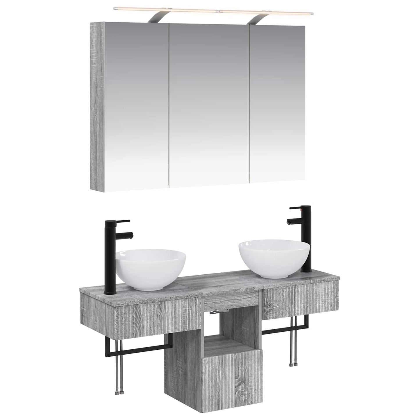 Badkamerkastenset 4 pcs Grijs Sonoma 100 x 14,5 x 70 cm