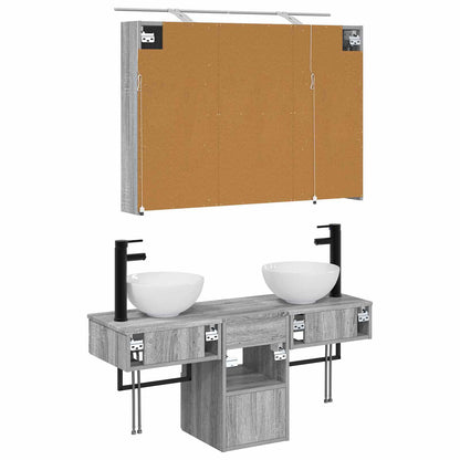 Badkamerkastenset 4 pcs Grijs Sonoma 100 x 14,5 x 70 cm
