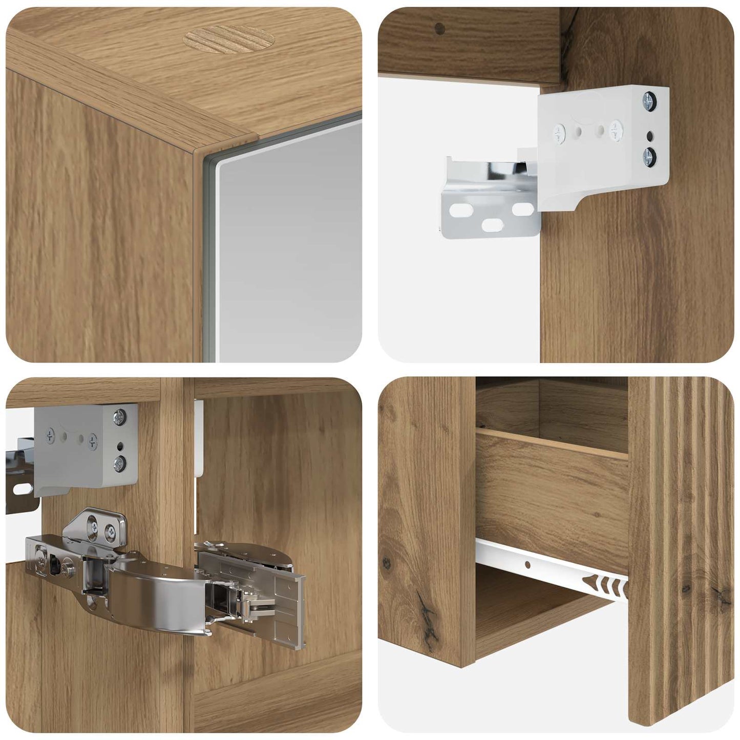 Badkamerkast set 4 pcs 100 x 14,5 x 70 cm Bewerkt hout