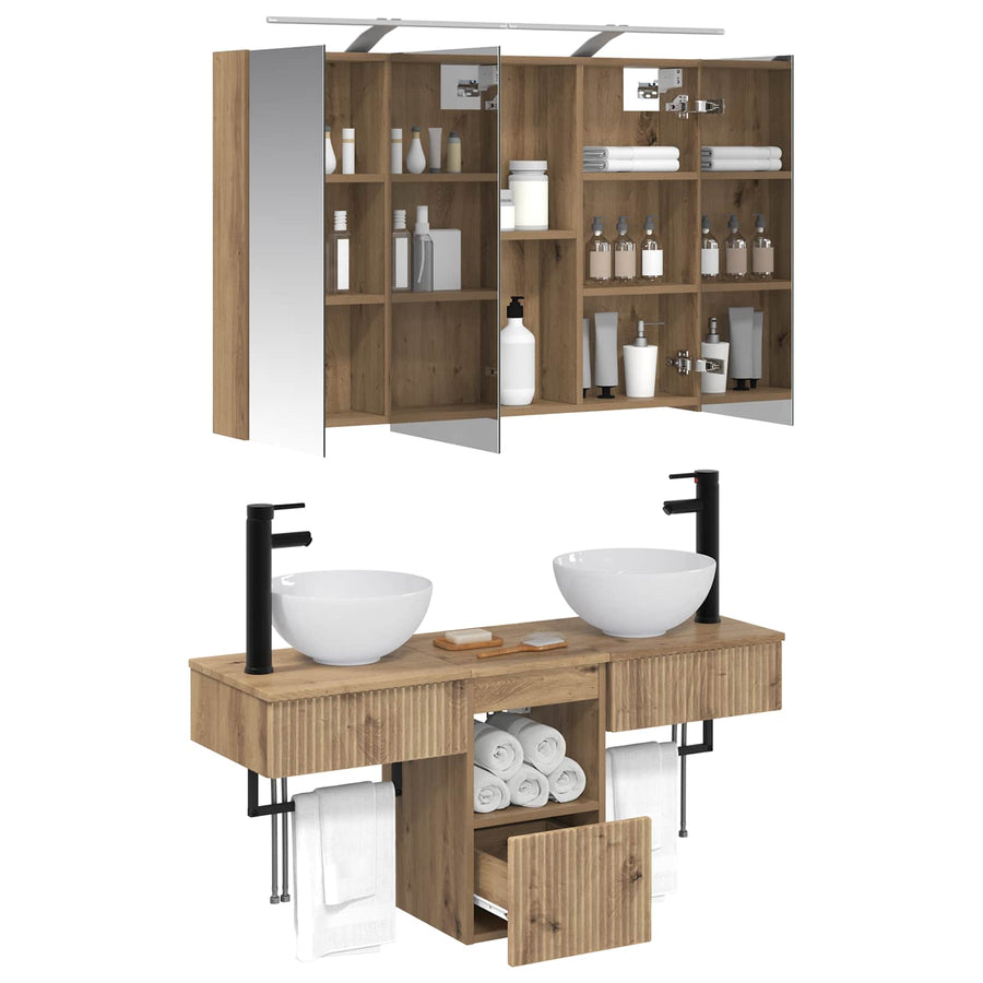 Badkamerkast set 4 pcs 100 x 14,5 x 70 cm Bewerkt hout