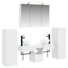 Badkamermeubelset Wandgemonteerd 6 pcs Wit Bewerkt hout en glas