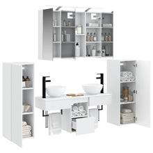 Badkamermeubelset Wandgemonteerd 6 pcs Wit Bewerkt hout en glas