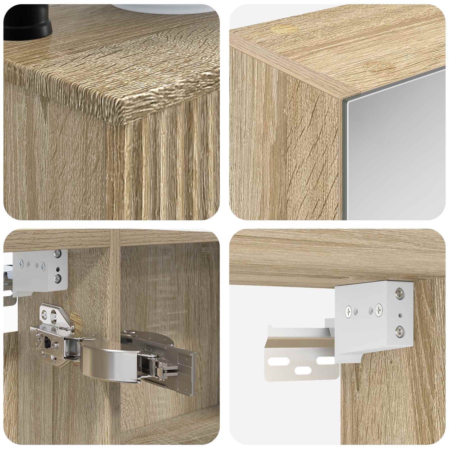 Badkamermeubelset 6 pcs Sonoma Eiken Bewerkt hout en glas