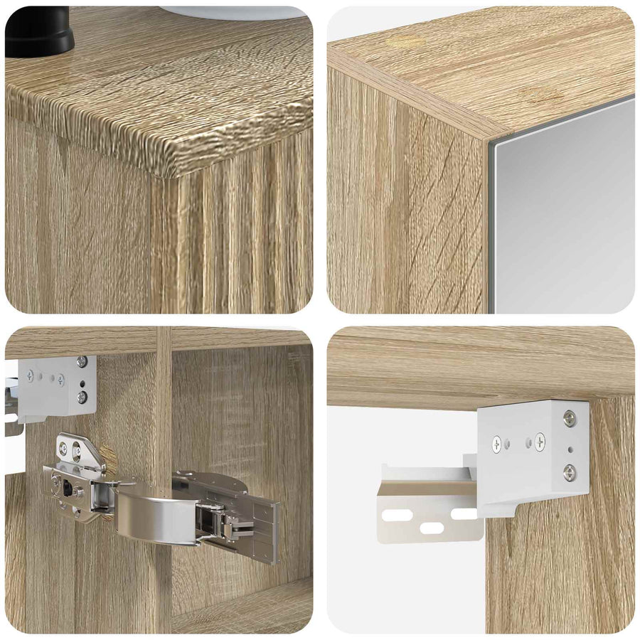 Badkamermeubelset 6 pcs Sonoma Eiken Bewerkt hout en glas