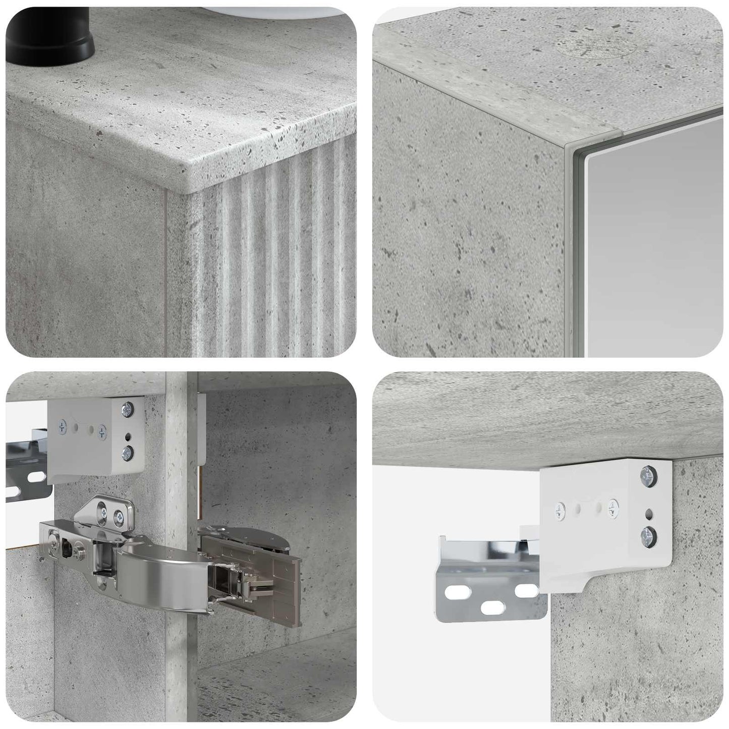 Badkamermeubelset 6 pcs Betongrijs Bewerkt hout en glas