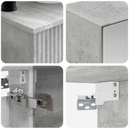 Badkamermeubelset 6 pcs Betongrijs Bewerkt hout en glas