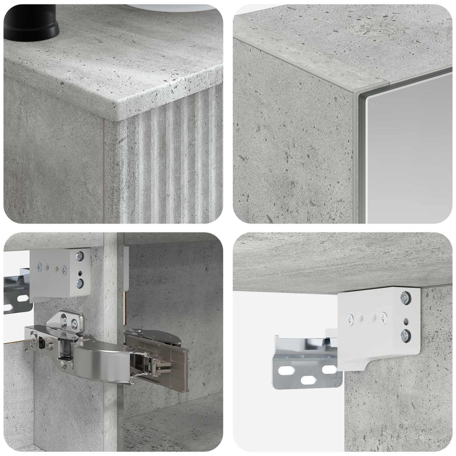 Badkamermeubelset 6 pcs Betongrijs Bewerkt hout en glas