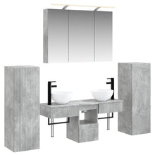 Badkamermeubelset 6 pcs Betongrijs Bewerkt hout en glas