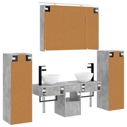 Badkamermeubelset 6 pcs Betongrijs Bewerkt hout en glas