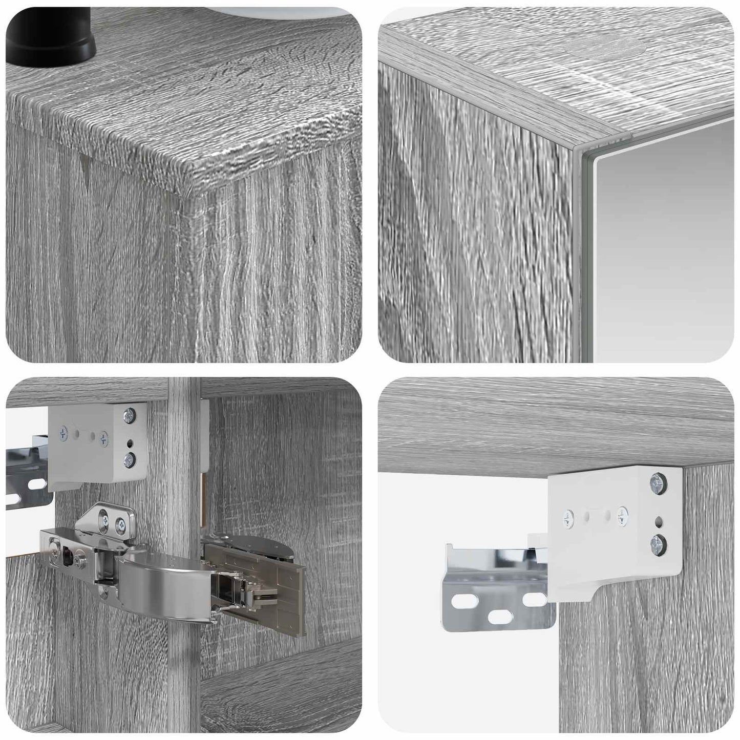 Badkamermeubelset 6 pcs Grijs Sonoma Bewerkt hout en glas
