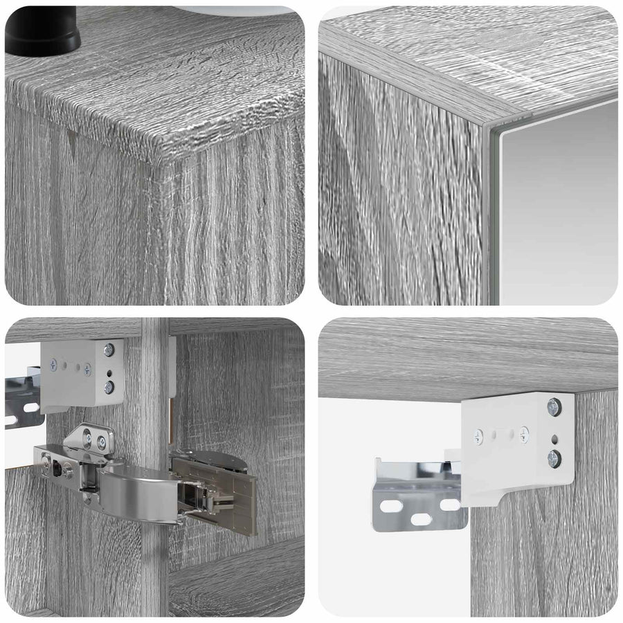 Badkamermeubelset 6 pcs Grijs Sonoma Bewerkt hout en glas