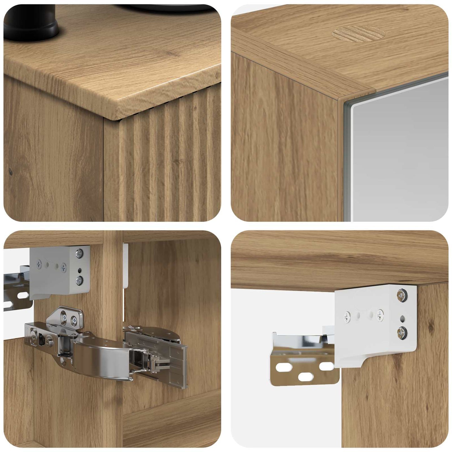 Badkamermeubelset 6 pcs Artisanaal eiken Bewerkt hout en glas