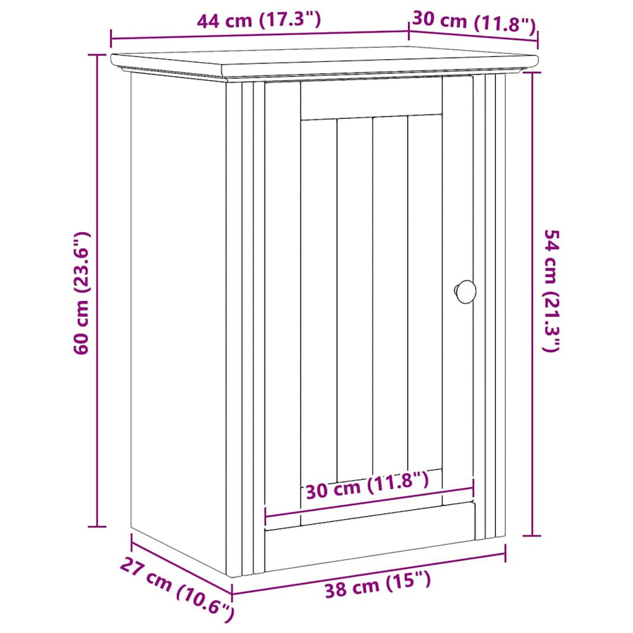 Badkamer wandkast BODO Honingbruin 44 x 30 x 60 cm Bewerkt hout