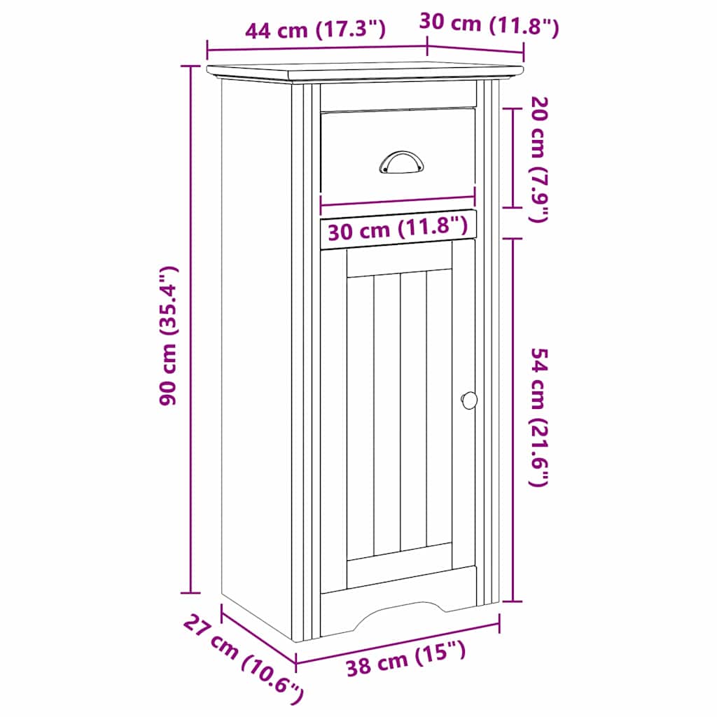 Badkamer Kast BODO Honingbruin 44 x 30 x 90 cm Bewerkt hout