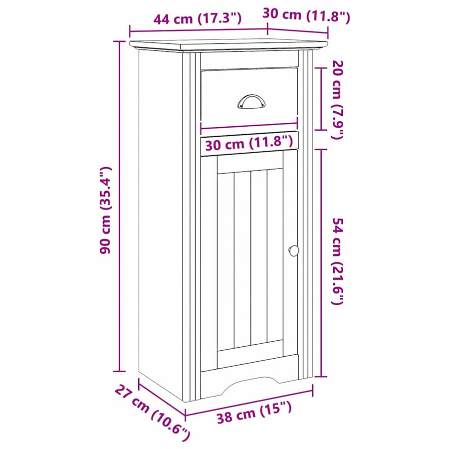 Badkamer Kast BODO Honingbruin 44 x 30 x 90 cm Bewerkt hout