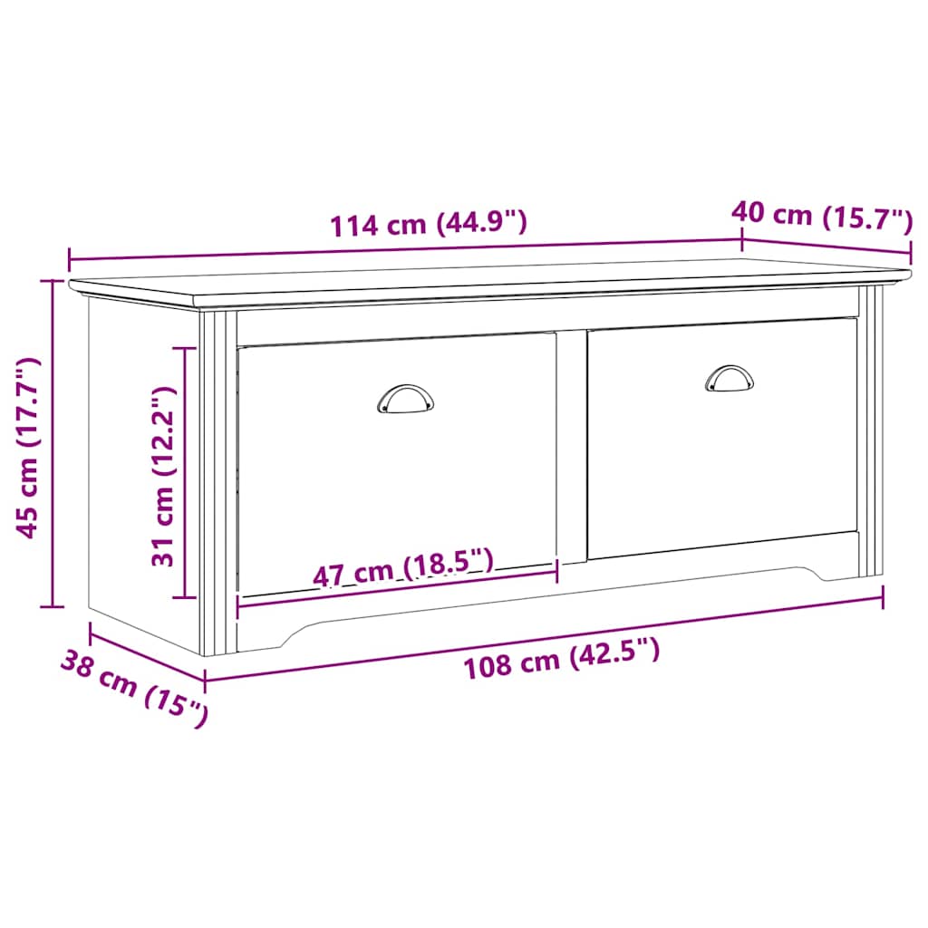 Hal bank BODO Honingbruin 118 x 40 x 50 cm Bewerkt hout