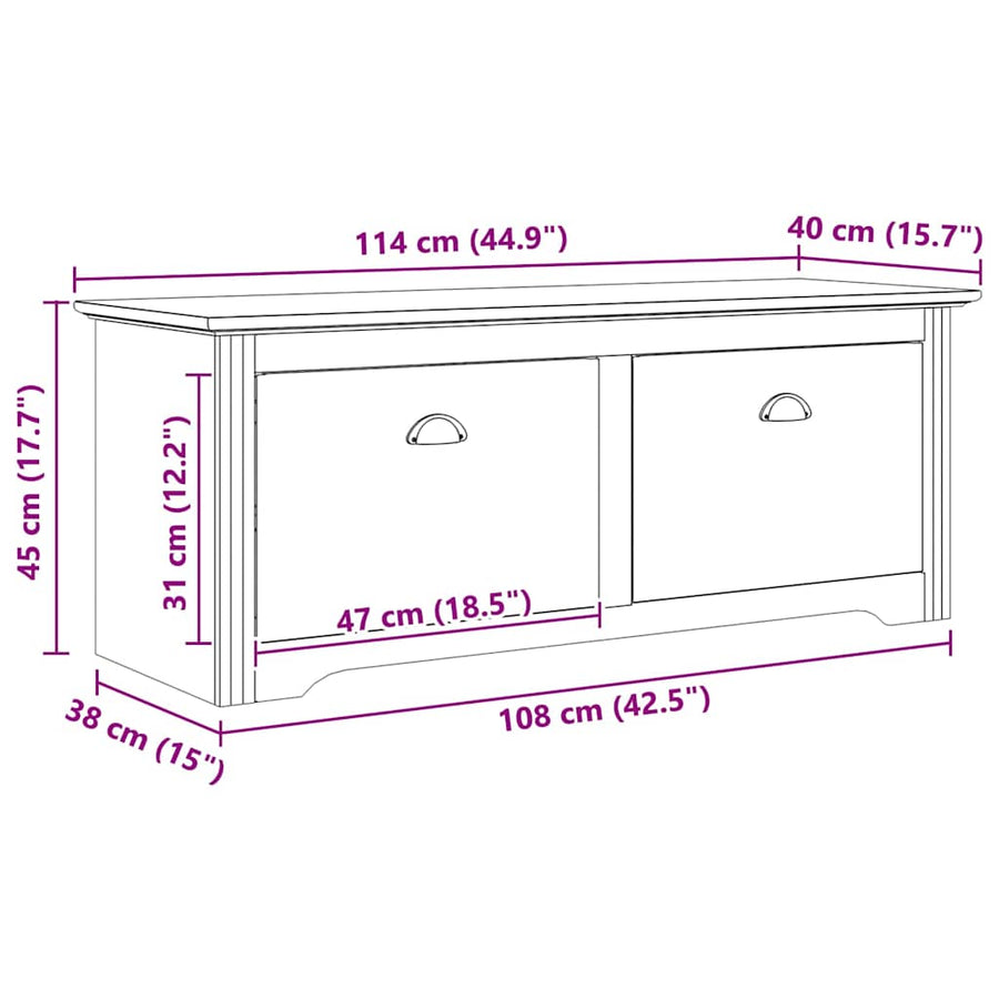 Hal bank BODO Honingbruin 118 x 40 x 50 cm Bewerkt hout