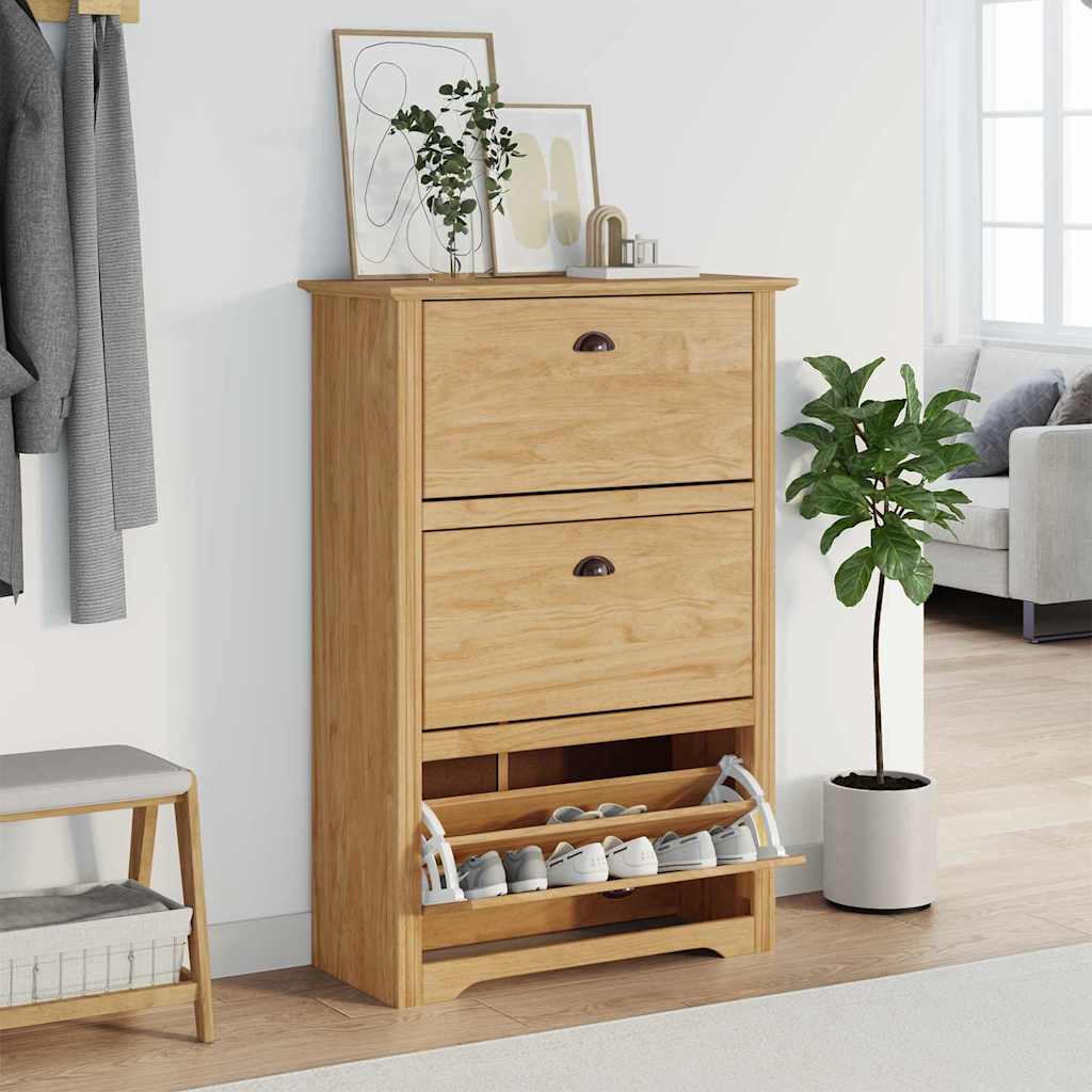 Schoenenrek BODO Honingbruin 80 x 35 x 118 cm Bewerkt hout