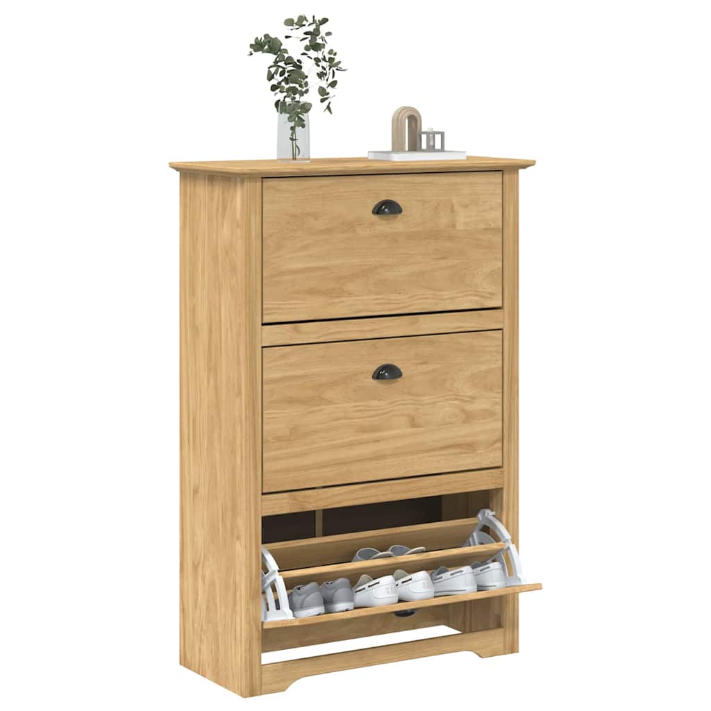 Schoenenrek BODO Honingbruin 80 x 35 x 118 cm Bewerkt hout