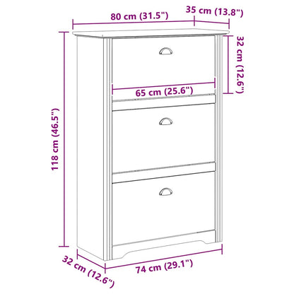 Schoenenrek BODO Honingbruin 80 x 35 x 118 cm Bewerkt hout