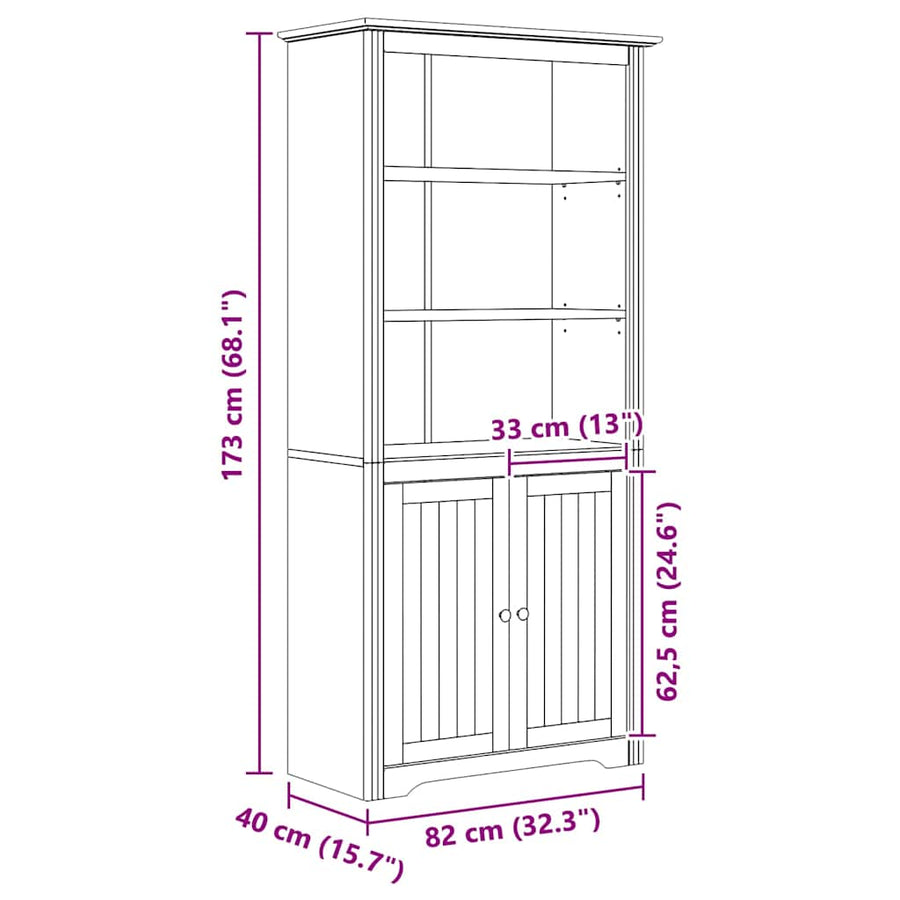 Boekenkast BODO Honingbruin 82 x 40 x 173 cm Bewerkt hout