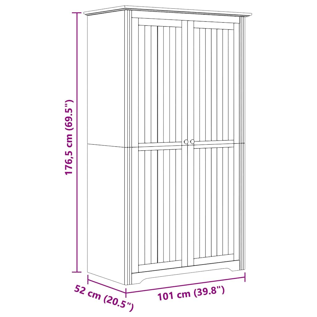 Kledingkast BODO Honingbruin 53,5 x 99 x 173 cm Bewerkt hout