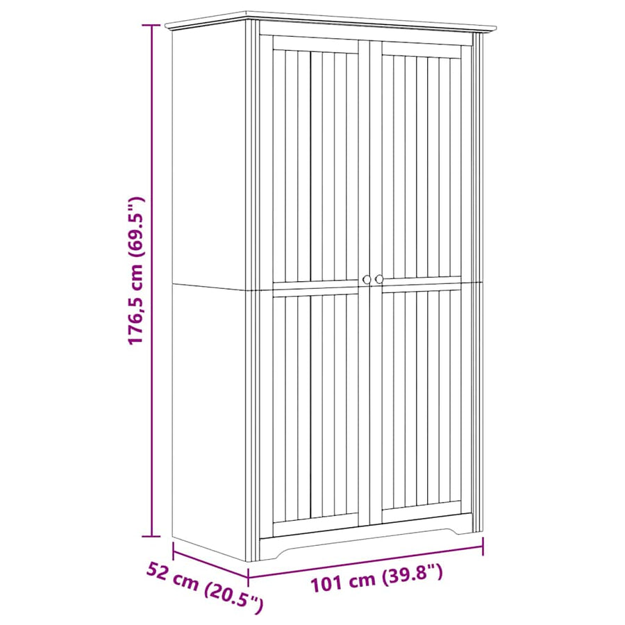 Kledingkast BODO Honingbruin 53,5 x 99 x 173 cm Bewerkt hout