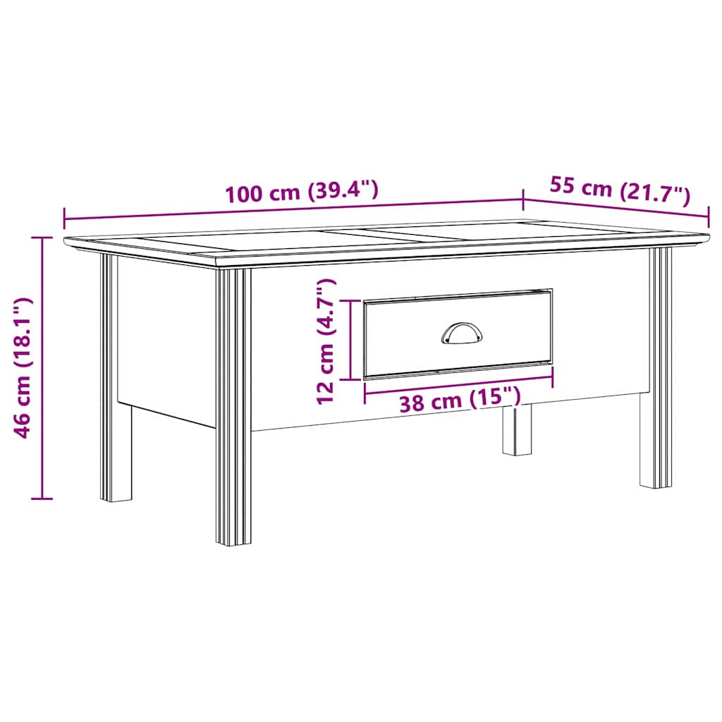 Salontafel BODO Honingbruin 100 x 55 x 45,8 cm Bewerkt hout
