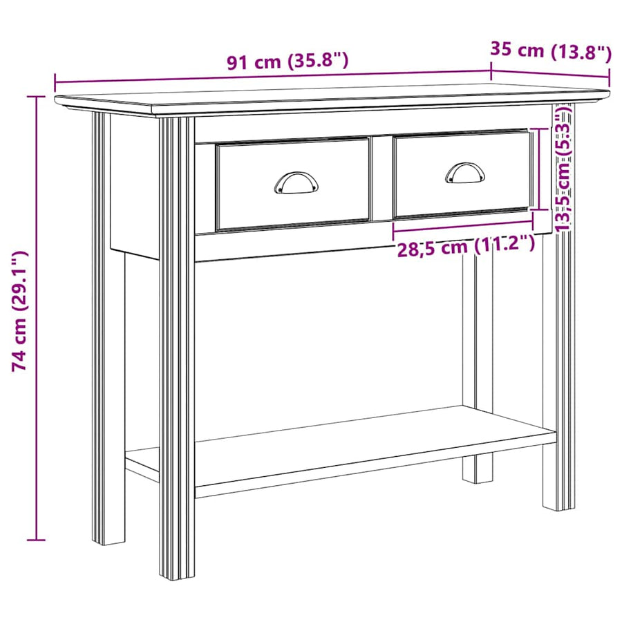 Wandtafel BODO Honingbruin 91 x 34.7 x 74 cm Bewerkt hout