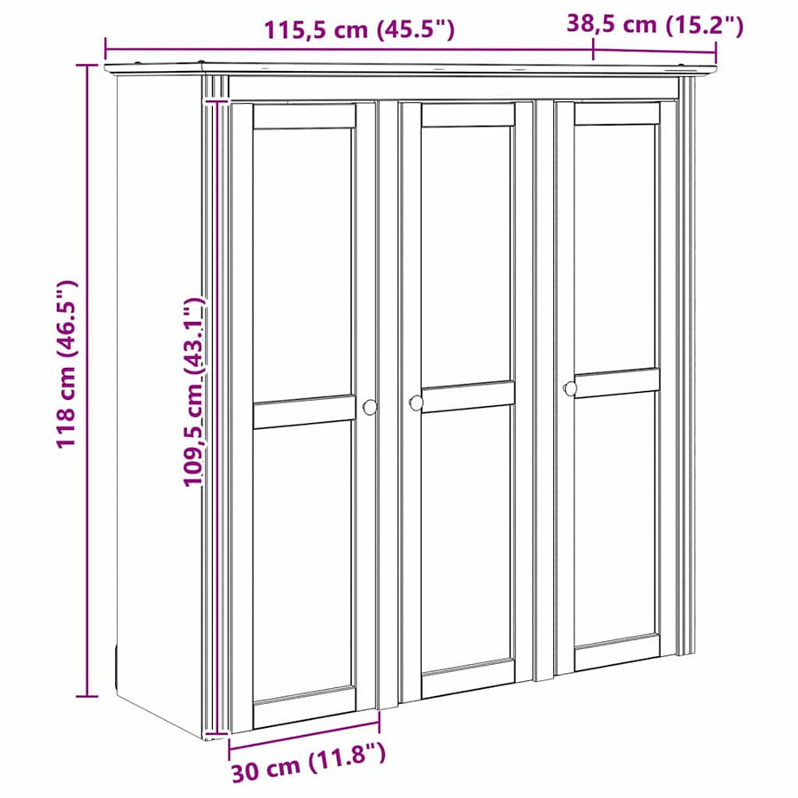 Kast met Glazen Deuren BODO Honingbruin 115,5 x 38,5 x 117,7 cm