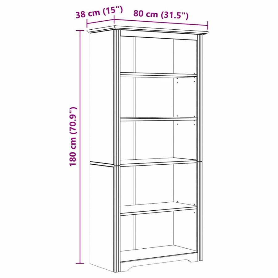 Boekenkast BODO Honingbruin 82 x 40 x 173 cm Bewerkt hout