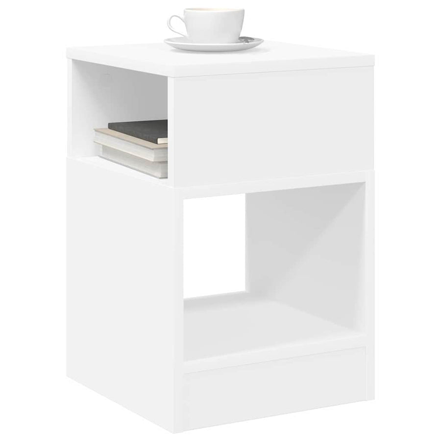 Bijzettafel Wit 30,5 x 30 x 45 cm Bewerkt hout