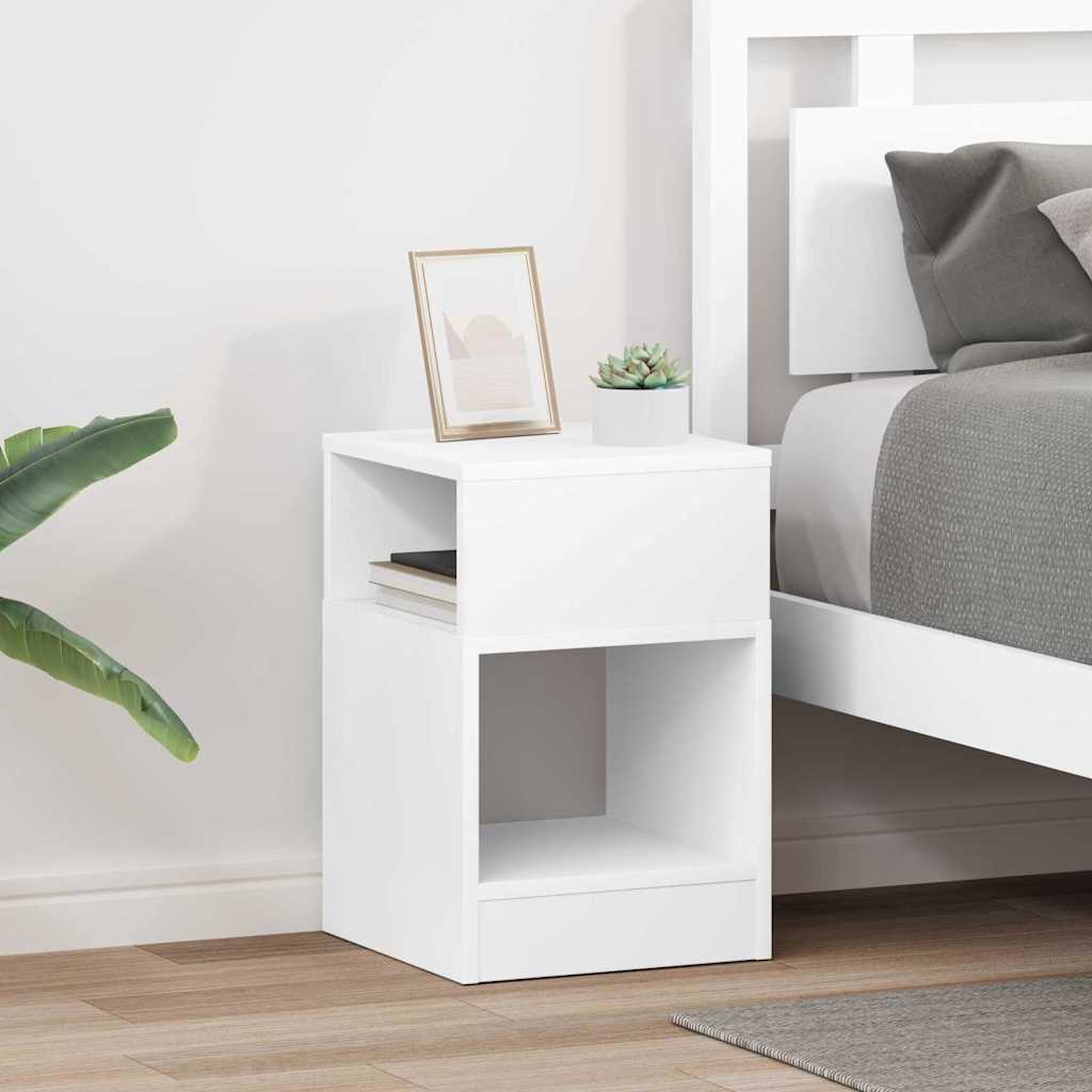 Bijzettafel 2 pcs Wit 30,5 x 30 x 45 cm Bewerkt hout
