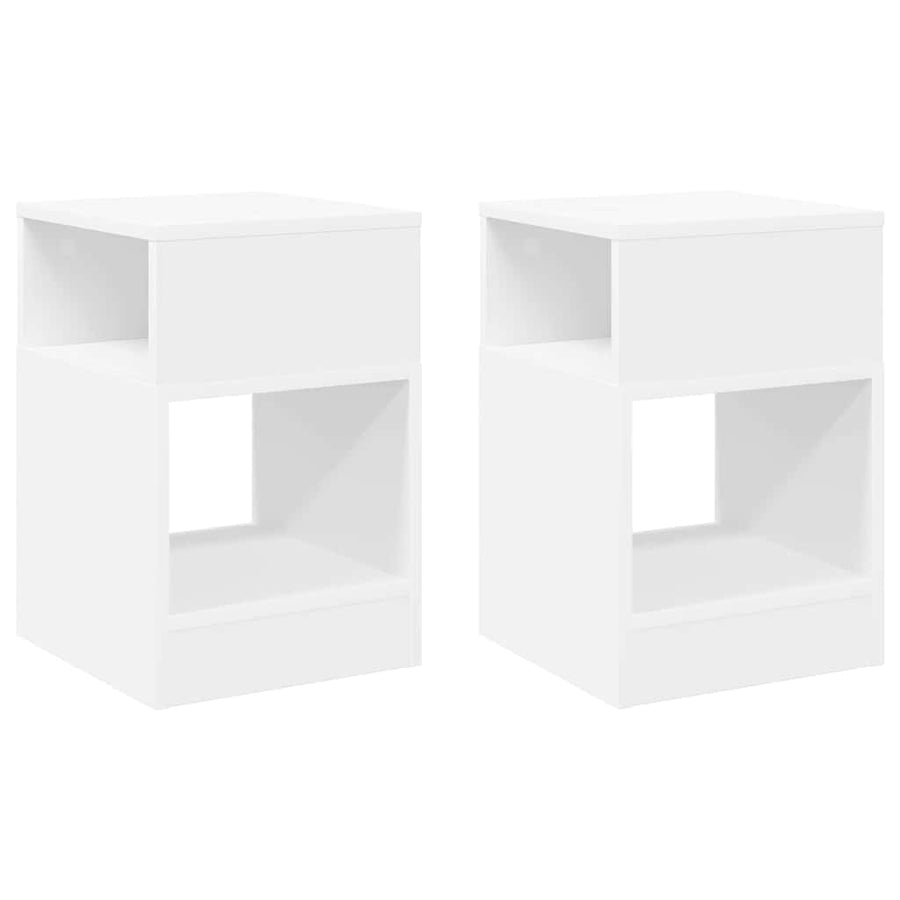 Bijzettafel 2 pcs Wit 30,5 x 30 x 45 cm Bewerkt hout