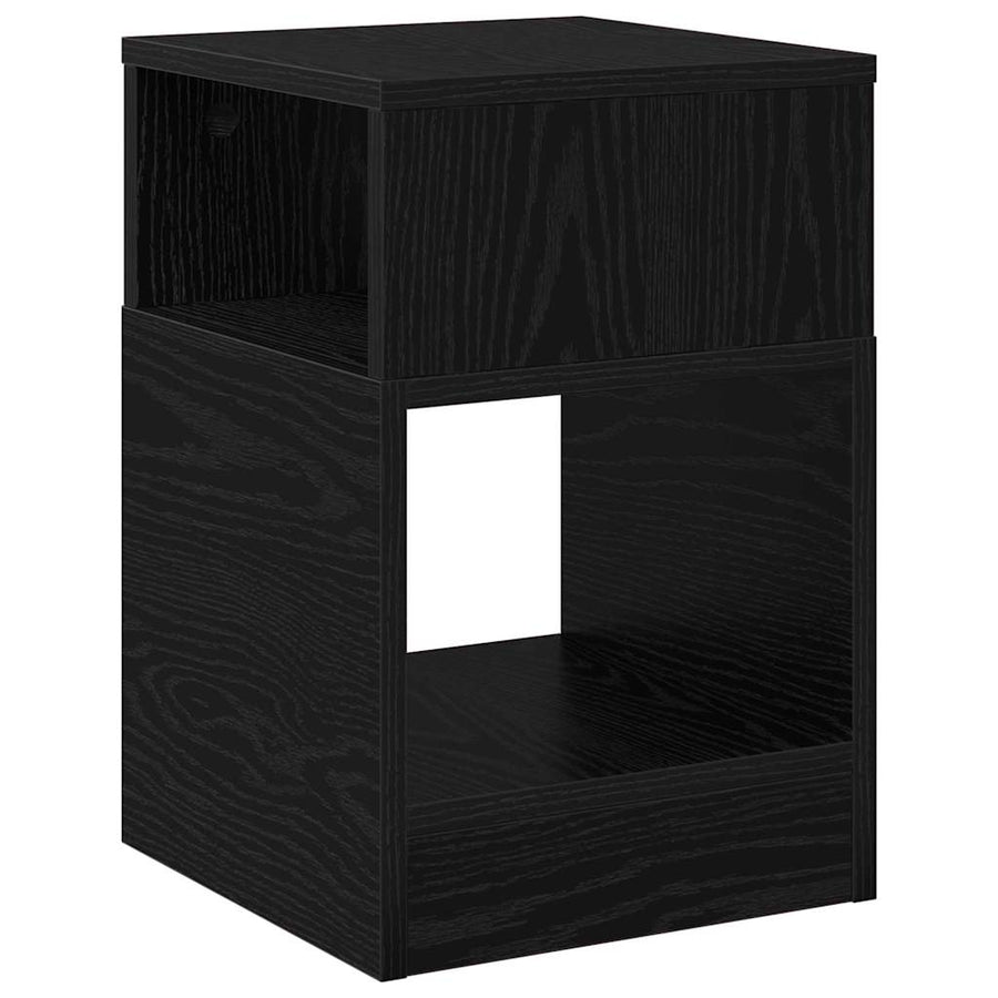 Bijzettafel Zwart Eiken 30,5 x 30 x 45 cm Bewerkt hout