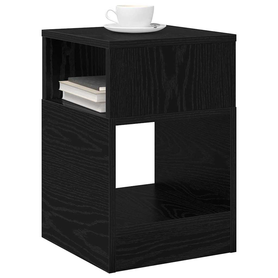 Bijzettafel Zwart Eiken 30,5 x 30 x 45 cm Bewerkt hout