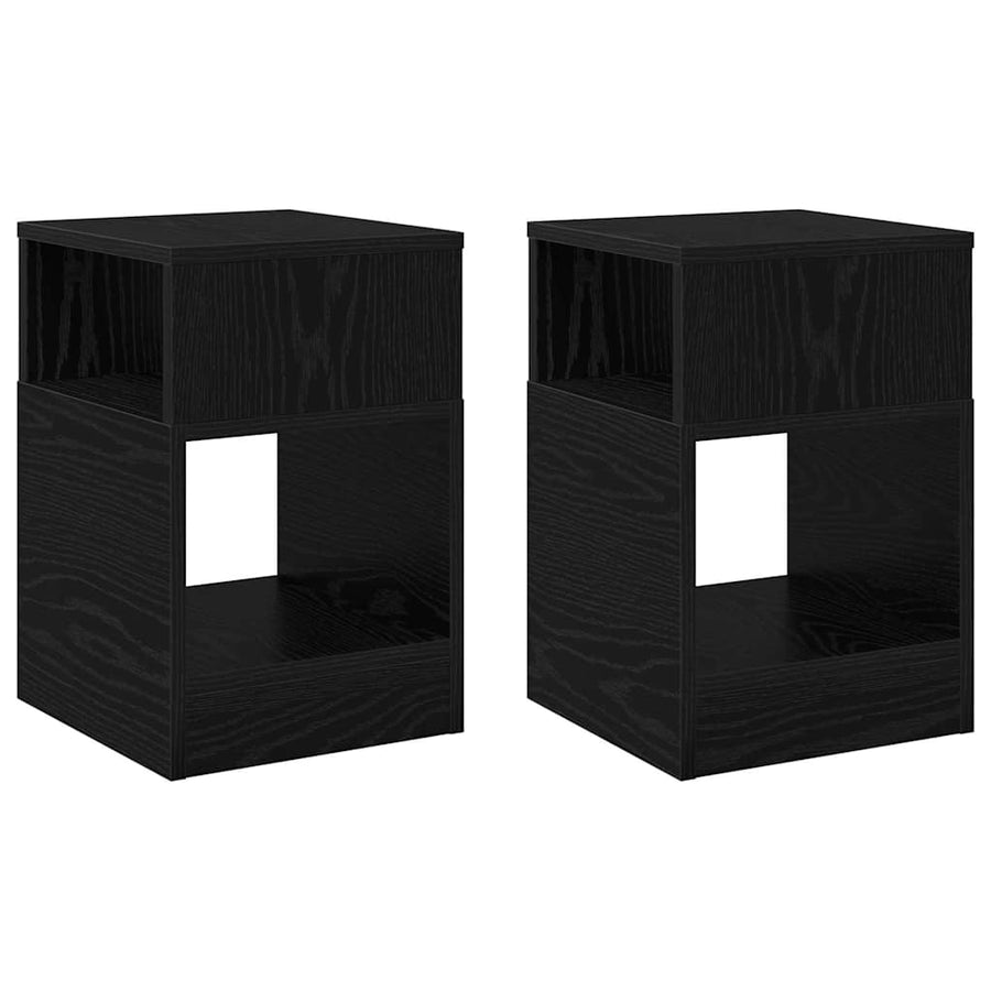 Bijzettafel 2 pcs Zwart Eiken 30,5 x 30 x 45 cm Bewerkt hout