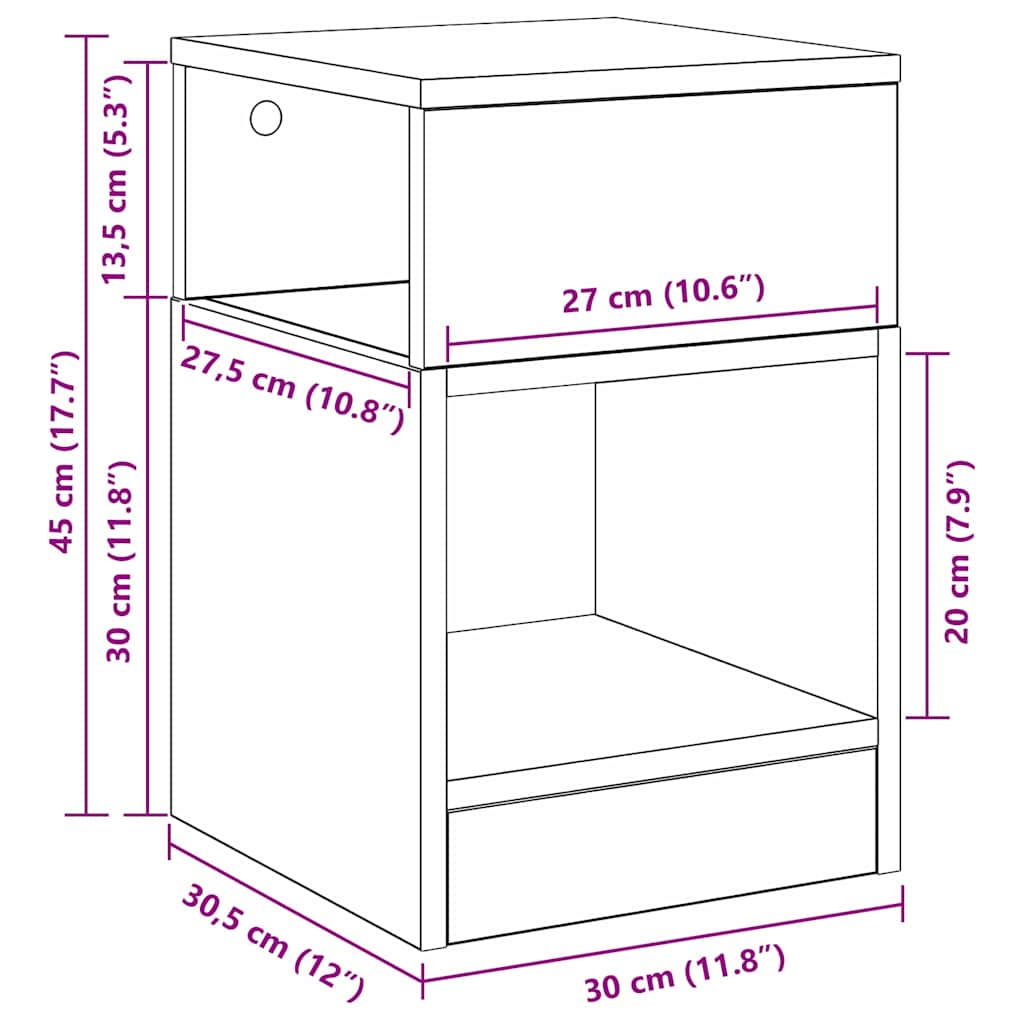 Bijzettafel Sonoma Eiken 30,5 x 30 x 45 cm Bewerkt hout