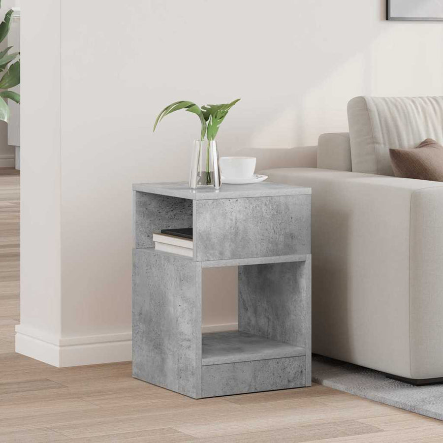 Bijzettafel Beton Grijs 30,5 x 30 x 45 cm Bewerkt hout