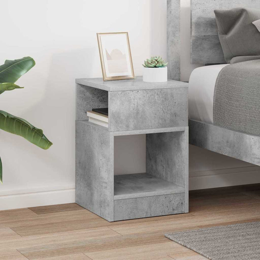 Bijzettafel Beton Grijs 30,5 x 30 x 45 cm Bewerkt hout