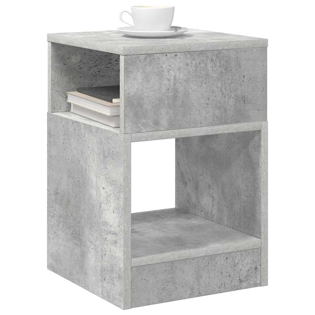 Bijzettafel Beton Grijs 30,5 x 30 x 45 cm Bewerkt hout